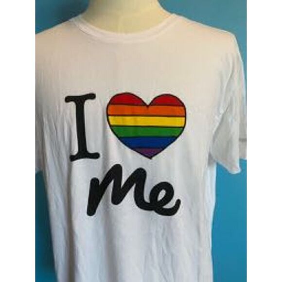 NEW Made in the USA Me Undies Cotton Modal T-Shirt Tee White Rainbow Heart XL - Picture 2 of 6